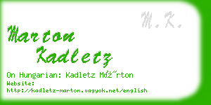 marton kadletz business card